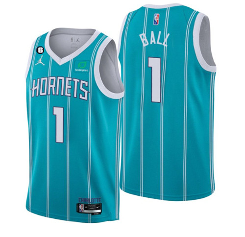 Youth Charlotte Hornets #1 LaMelo Ball 2022-23 Icon Edition No.6 Patch Stitched Basketball Jersey